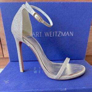 Stuart Weitzman Nudist Stiletto in Platinum Noir size 7.5